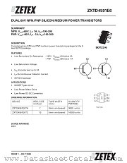 ZXTD4591E6TA datasheet pdf Zetex Semiconductors
