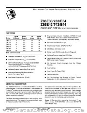 Z86E3316VSC datasheet pdf Zilog