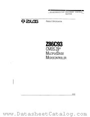 Z86C9320ASC datasheet pdf Zilog