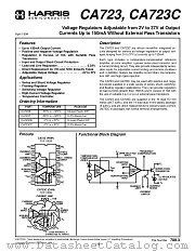 CA723 datasheet pdf Harris Semiconductor