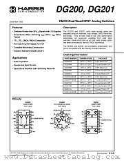 DG201BK datasheet pdf Harris Semiconductor