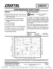 CS4215-KL datasheet pdf Cirrus Logic