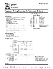 ICS9248-192 datasheet pdf Integrated Circuit Systems