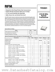 TR3001 datasheet pdf RF Monolithics Inc