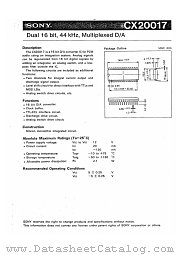 CX20017 datasheet pdf SONY