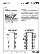 HS-80C85RH datasheet pdf Intersil