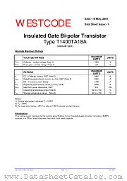 T1400TA18A datasheet pdf Westcode Semiconductors