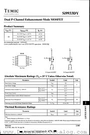 SI9933DY datasheet pdf TEMIC
