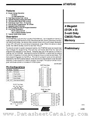 AT49F040-70JC datasheet pdf Atmel