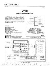 MV601 datasheet pdf GEC Plessey Semiconductors