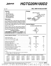 HGTG20N100D2 datasheet pdf Intersil