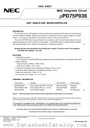 UPD75P036KG datasheet pdf NEC
