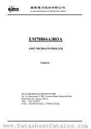 EM78804 datasheet pdf ELAN Microelectronics