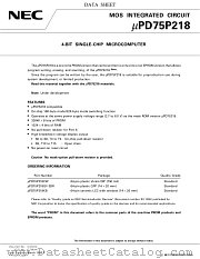 UPD75P218KB datasheet pdf NEC