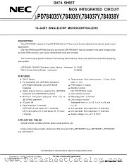 UPD784038YGK datasheet pdf NEC