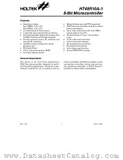 HT48R10A datasheet pdf Holtek Semiconductor