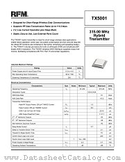 TX5001 datasheet pdf RF Monolithics Inc