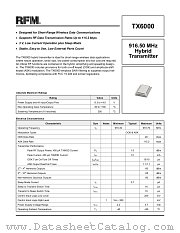TX6000 datasheet pdf RF Monolithics Inc