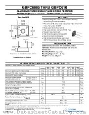 GBPC601 datasheet pdf Shanghai Sunrise Electronics