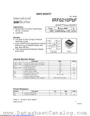 IRF6216TRPBF datasheet pdf International Rectifier