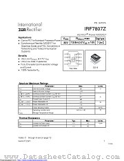 IRF7807ZTR datasheet pdf International Rectifier