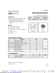 IRF7807ZUPBF datasheet pdf International Rectifier
