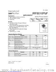 IRF8010PBF datasheet pdf International Rectifier