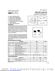 PB-IRLR3410 datasheet pdf International Rectifier