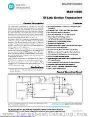 MAX14820 datasheet pdf MAXIM - Dallas Semiconductor