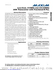 MAX7030EVKIT-315 datasheet pdf MAXIM - Dallas Semiconductor