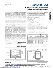 MAX9700A datasheet pdf MAXIM - Dallas Semiconductor