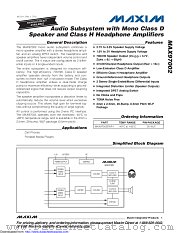 MAX97002 datasheet pdf MAXIM - Dallas Semiconductor