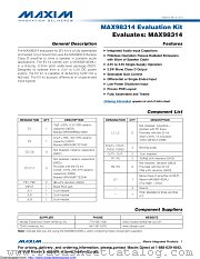 MAX98314EVKIT# datasheet pdf MAXIM - Dallas Semiconductor