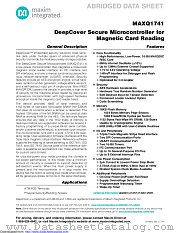 MAXQ1741 datasheet pdf MAXIM - Dallas Semiconductor