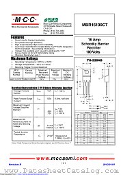 MBR16100CT datasheet pdf Micro Commercial Components