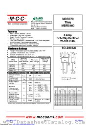 MBR870 datasheet pdf Micro Commercial Components