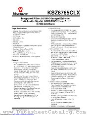 KSZ8765 datasheet pdf Microchip