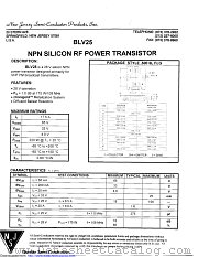 BLV25 datasheet pdf New Jersey Semiconductor