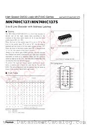 MN74HC137 datasheet pdf Panasonic