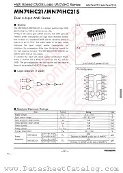 MN74HC21 datasheet pdf Panasonic