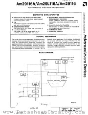 AM29116 datasheet pdf Advanced Micro Devices