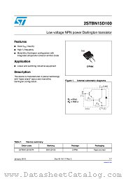 2STBN15D100T4 datasheet pdf ST Microelectronics