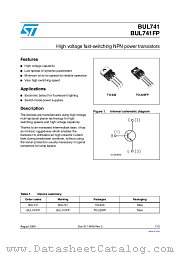 BUL741 datasheet pdf ST Microelectronics