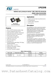 LPS22HBTR datasheet pdf ST Microelectronics