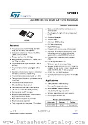 SPIRIT1 datasheet pdf ST Microelectronics