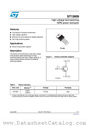 ST13009 datasheet pdf ST Microelectronics