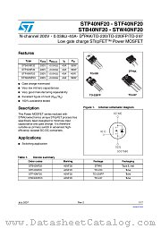 STW40NF20 datasheet pdf ST Microelectronics