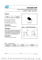 STC03DE170HP datasheet pdf ST Microelectronics