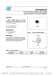 STD100N3LF3 datasheet pdf ST Microelectronics