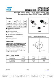STU2NK100Z datasheet pdf ST Microelectronics
